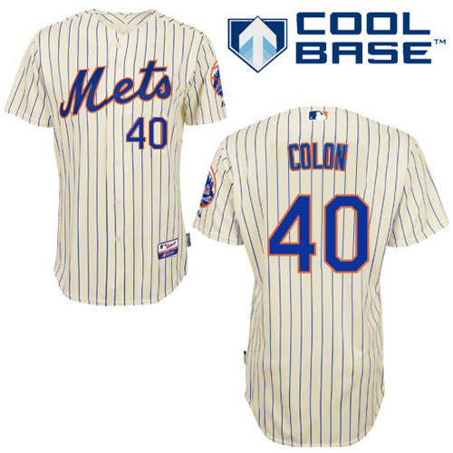 Bartolo Colon #40 MLB Jersey-New York Mets Men's Authentic Home White Cool Base Baseball Jersey